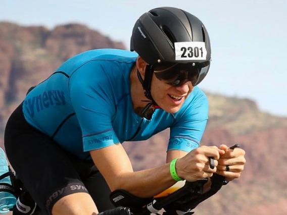 Ryan biking in Ironman Arizona